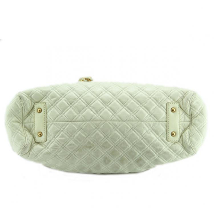 Pre Owned Marc Jacobs White Quilted Leather Stam Bag