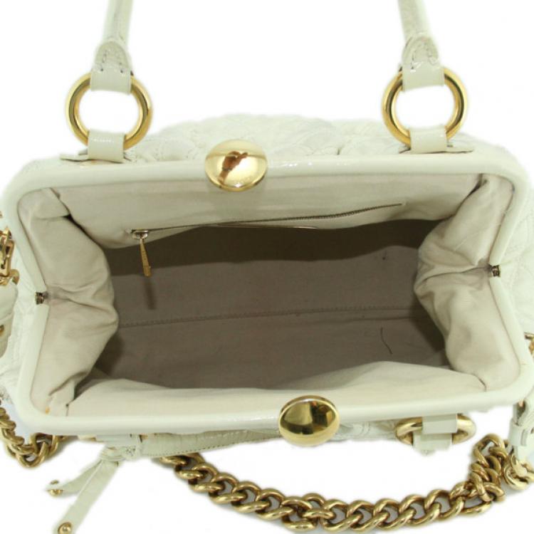 Pre Owned Marc Jacobs White Quilted Leather Stam Bag