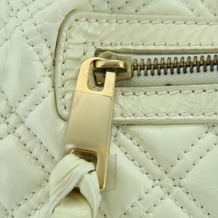 Pre Owned Marc Jacobs White Quilted Leather Stam Bag