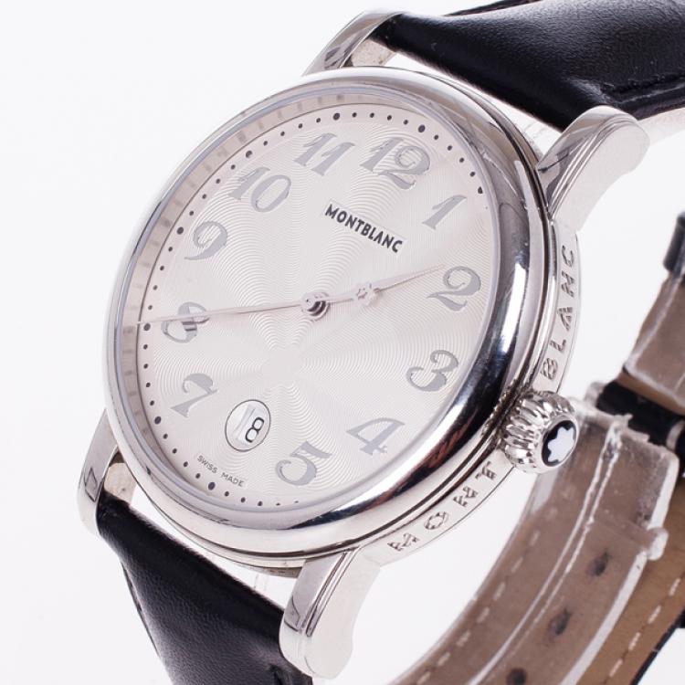 Pre Owned MontBlanc White Stainless Steel Star Men's Wristwatch 40 MM