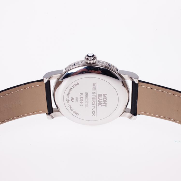 Pre Owned MontBlanc White Stainless Steel Star Men's Wristwatch 40 MM