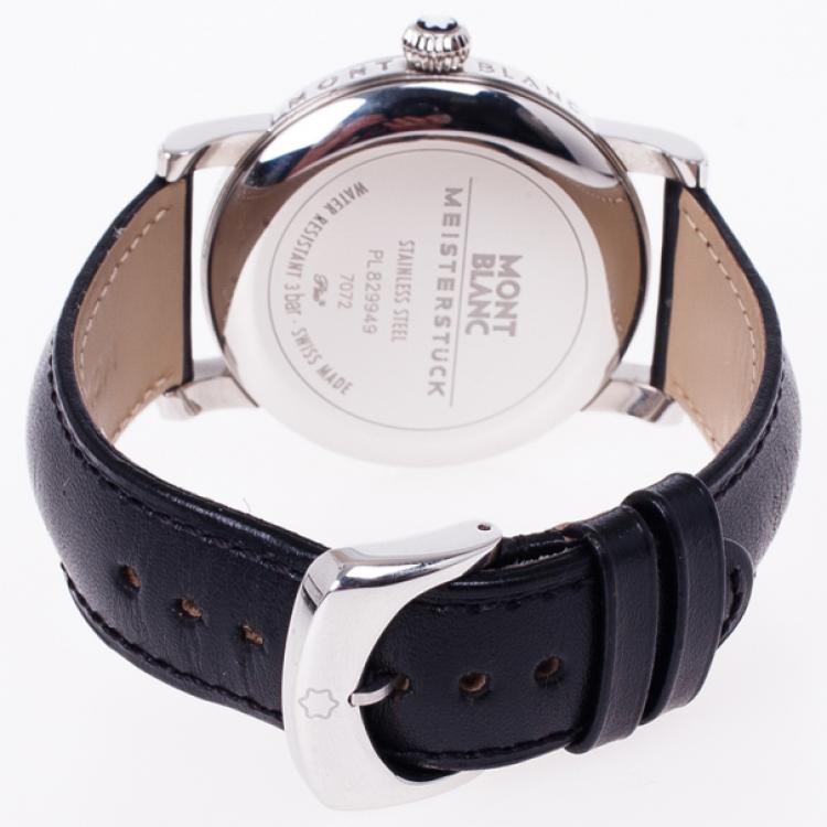 Pre Owned MontBlanc White Stainless Steel Star Men's Wristwatch 40 MM