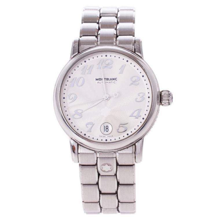 Pre Owned Montblanc White Stainless Steel Star Men's Wristwatch 40 MM