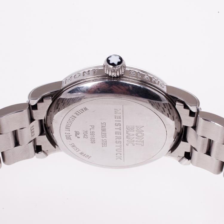 Pre Owned Montblanc White Stainless Steel Star Men's Wristwatch 40 MM