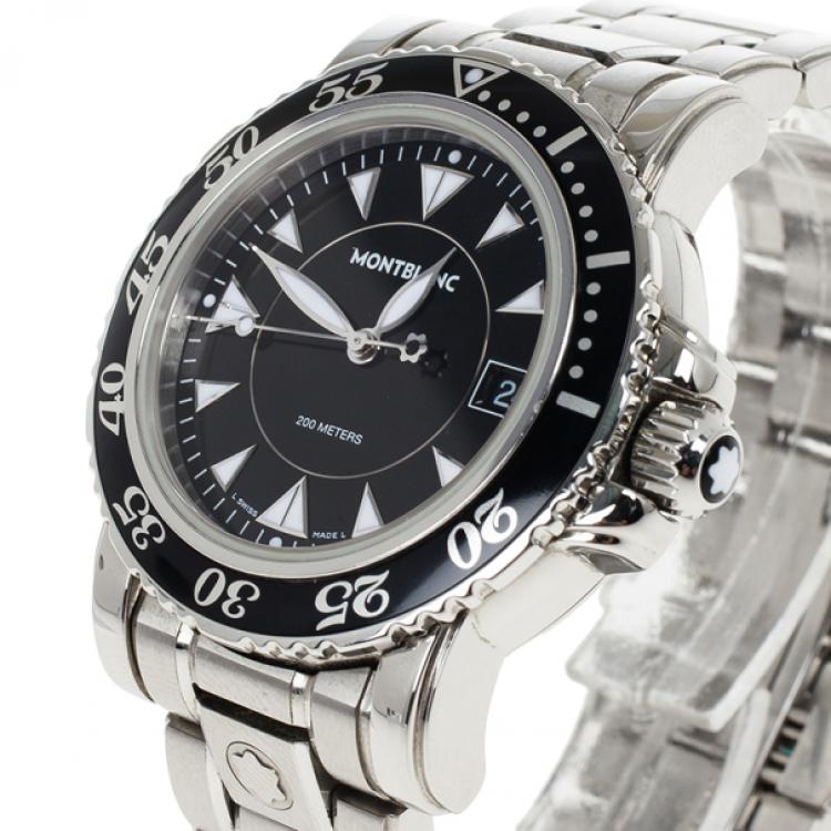 مملوكة مسبقًا Montblanc Black Stainless Steel Sport XXL Automatic Steel Men's Wristwatch 38MM