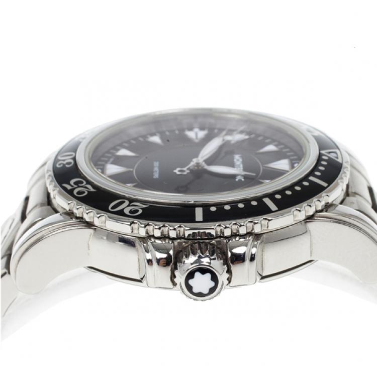 مملوكة مسبقًا Montblanc Black Stainless Steel Sport XXL Automatic Steel Men's Wristwatch 38MM