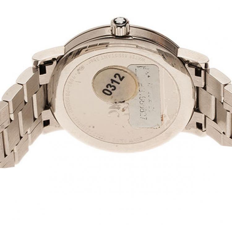 Pre Owned Montblanc White Stainless Steel Star Classique Date Men's Wristwatch 38MM