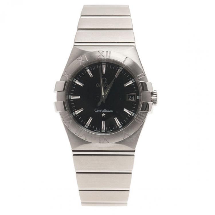 Pre Owned Omega Black Stainless Steel Constellation Men's Wristwatch 36MM