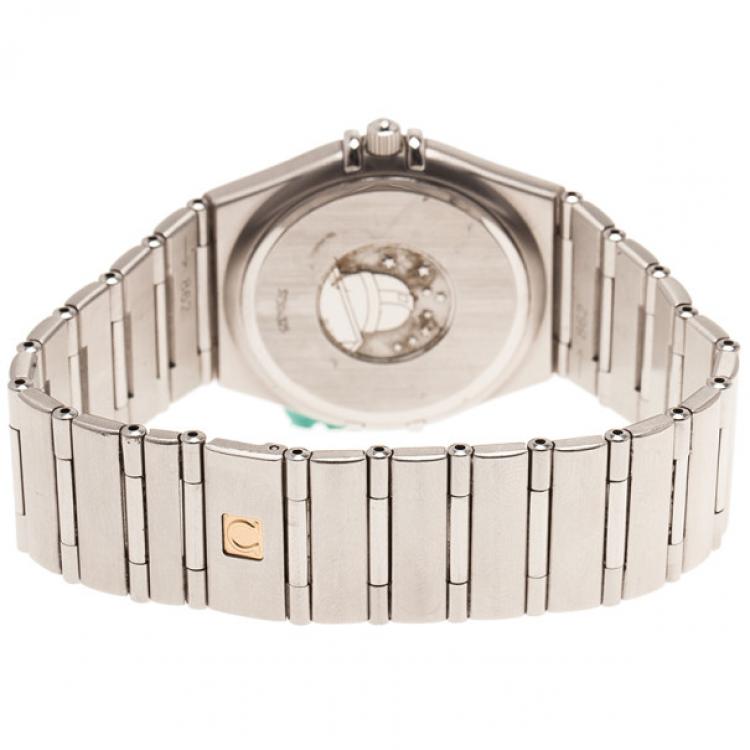 Pre Owned Omega Black Stainless Steel Constellation Women's Wristwatch 32MM