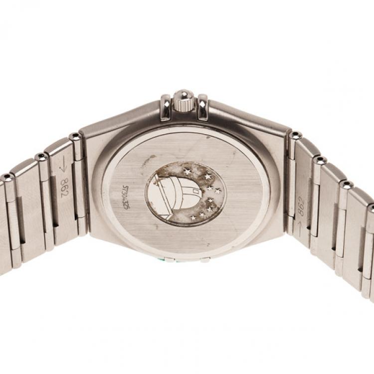 Pre Owned Omega Black Stainless Steel Constellation Women's Wristwatch 32MM