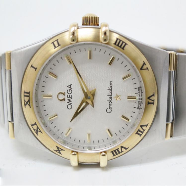 Pre Owned Omega Constellation 18 K Yellow Gold Steel Womens Wristwatch 24 MM
