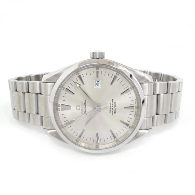 Pre Owned Omega Aqua Terra SS Silver Mens Wristwatch 