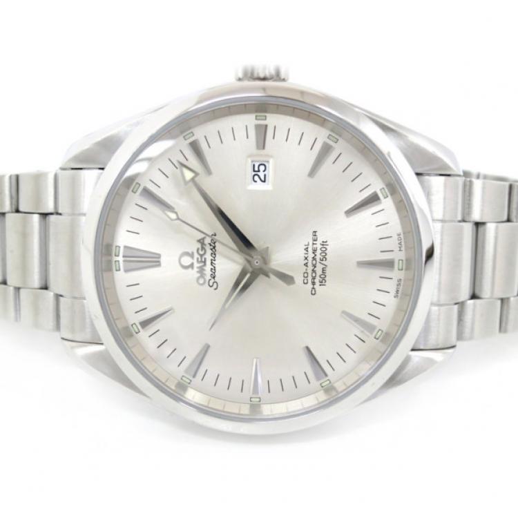 Pre Owned Omega Aqua Terra SS Silver Mens Wristwatch 