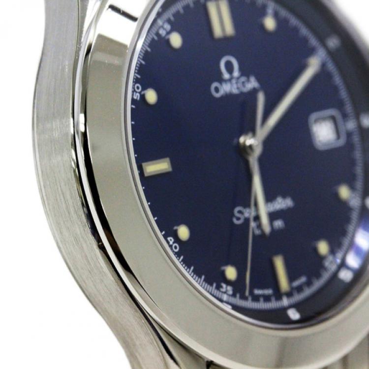 Pre Owned Omega Blue Stainless Steel Seamaster Men's Wristwatch 36MM