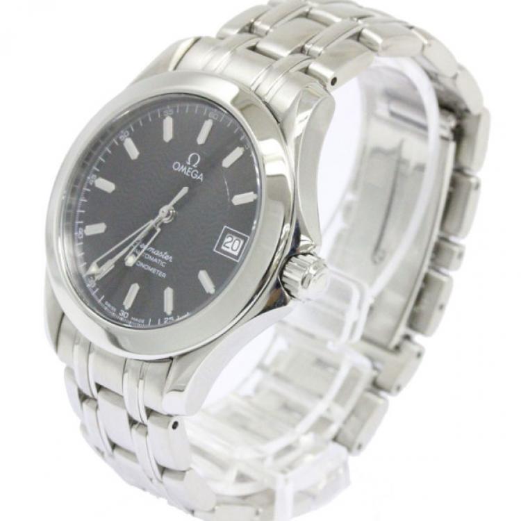 Pre Owned Omega Black Stainless Steel Seamaster 50th Anniversary Men's Wristwatch 36MM