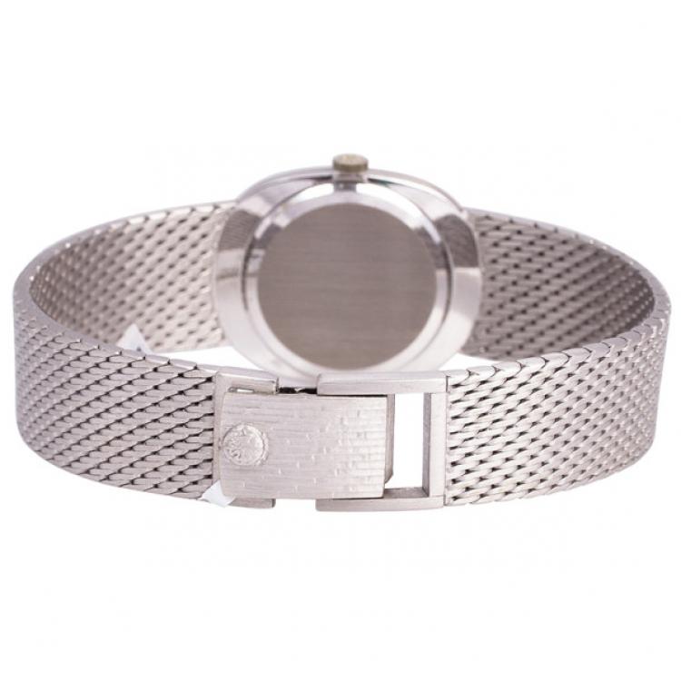 Pre Owned Patek Philippe Ellipse 18 K White Gold Power Reserve Mens Wristwatch 31 MM