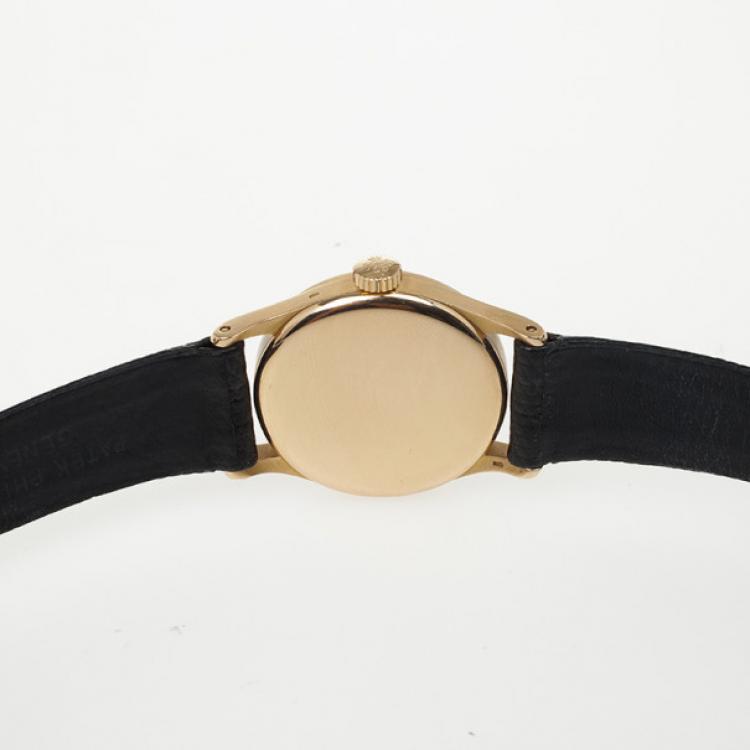 Pre Owned Patek Philippe 18 K Yellow Gold Calatrava Vintage Mens Wristwatch 33 MM