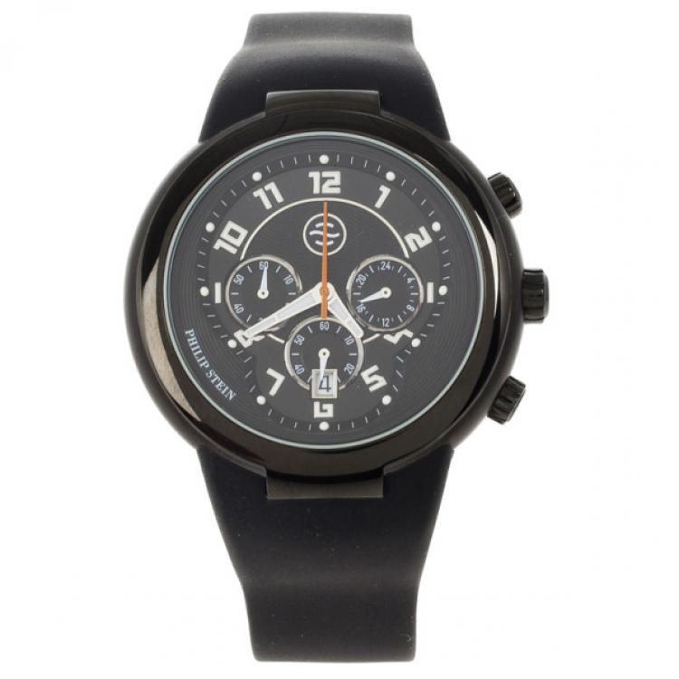 Pre Owned Philip Stein Active Stainless Steel & Rubber Mens Wristwatch 42 MM