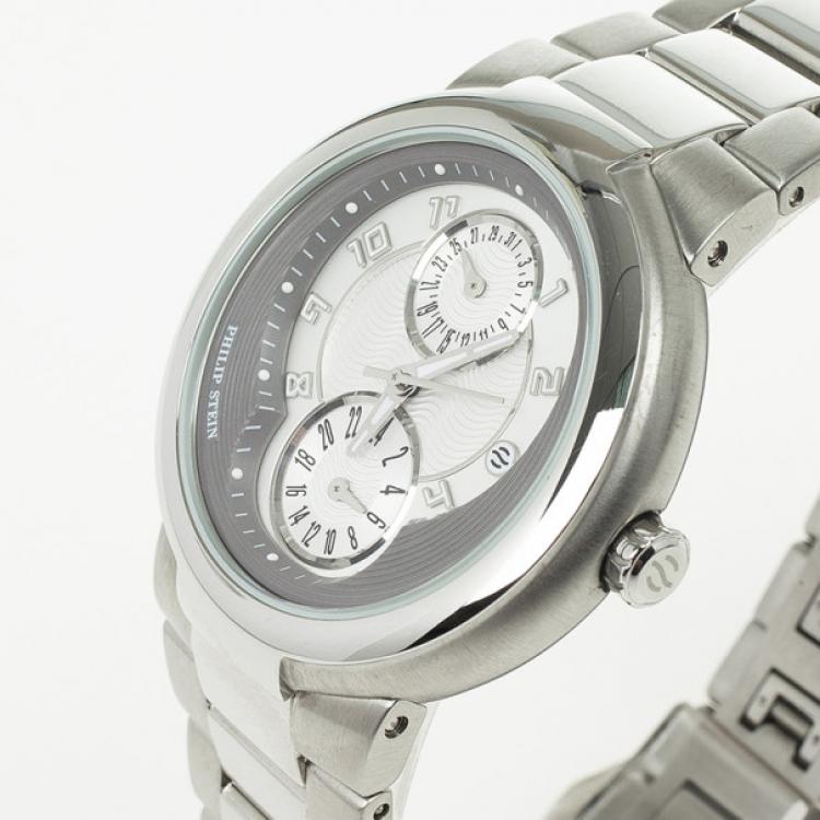 Pre Owned Philip Stein Active 31-AW-SS GMT Quartz Mens Wristwatch 38 MM