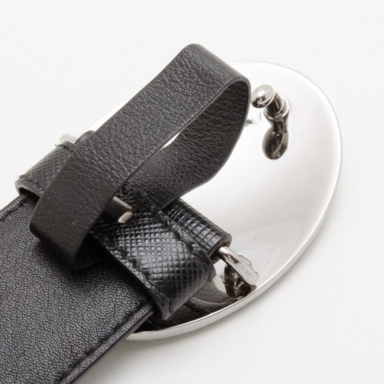 Pre Owned Prada Black Leather Saffiano Belt