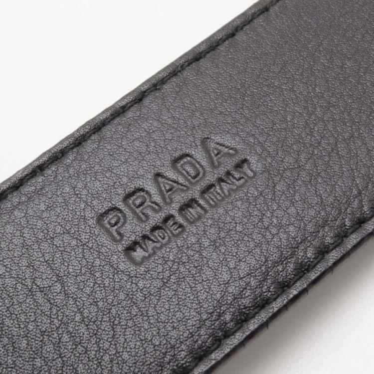 Pre Owned Prada Black Leather Saffiano Belt