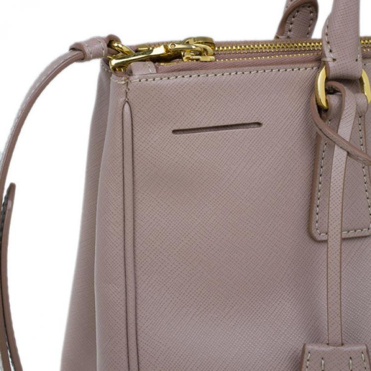 Pre Owned Prada Pink Saffiano Lux Double Zip Tote