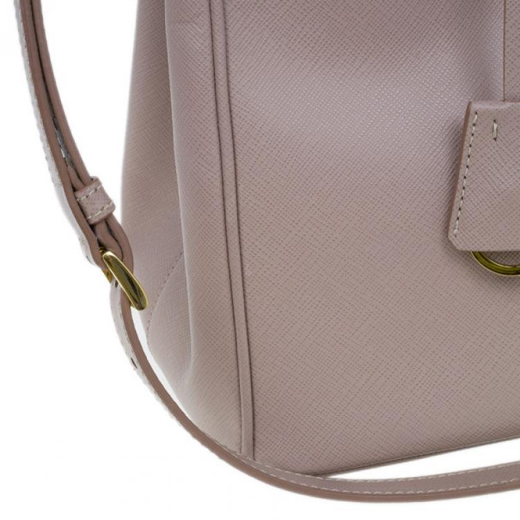 Pre Owned Prada Pink Saffiano Lux Double Zip Tote