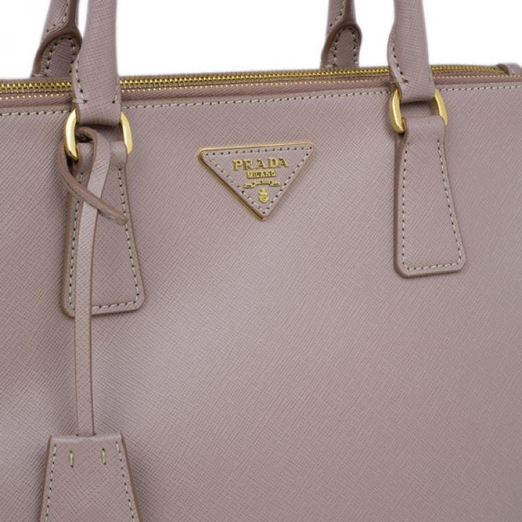 Pre Owned Prada Pink Saffiano Lux Double Zip Tote
