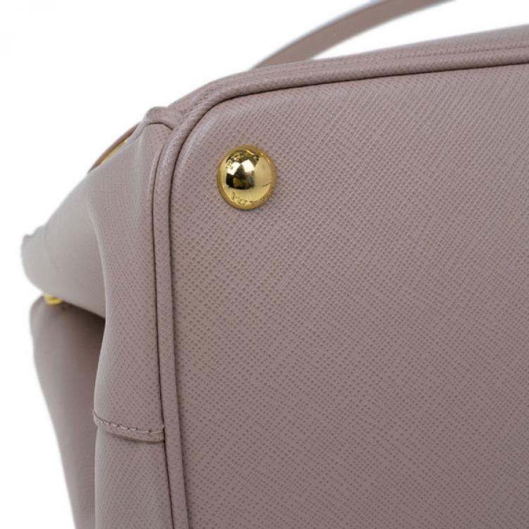 Pre Owned Prada Pink Saffiano Lux Double Zip Tote