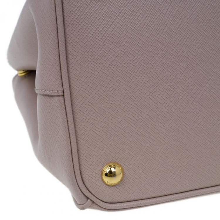 Pre Owned Prada Pink Saffiano Lux Double Zip Tote