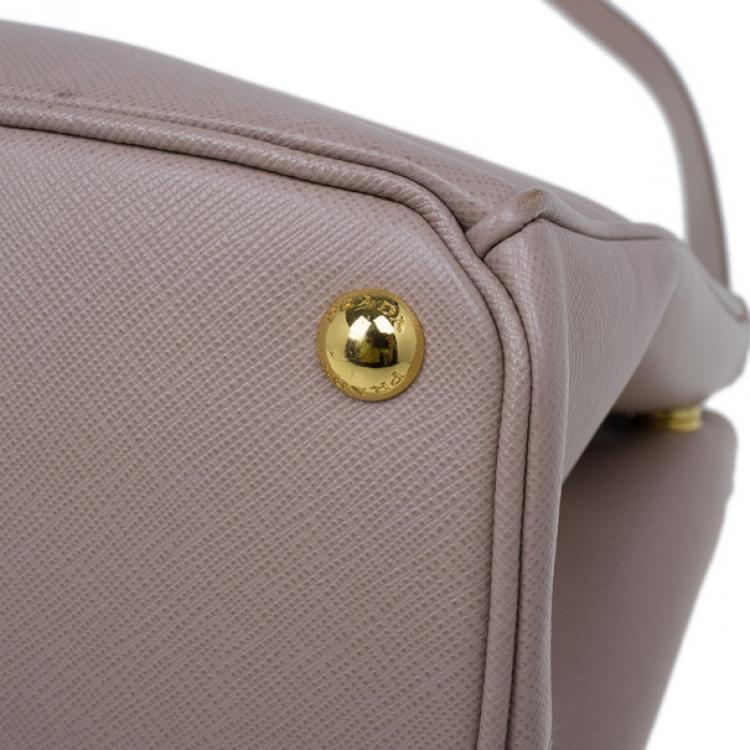 Pre Owned Prada Pink Saffiano Lux Double Zip Tote