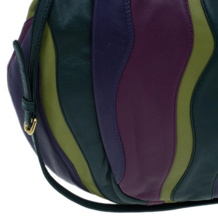 Pre Owned Prada Multicolored Nappa Stripes Tote
