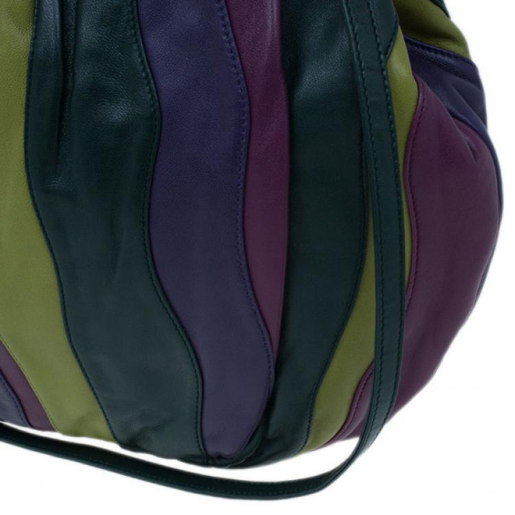 Pre Owned Prada Multicolored Nappa Stripes Tote