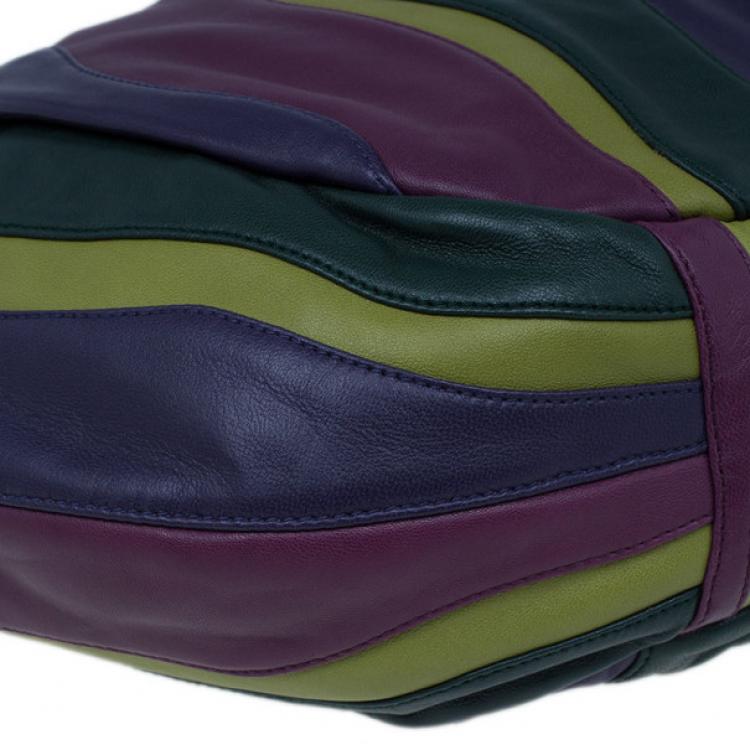 Pre Owned Prada Multicolored Nappa Stripes Tote