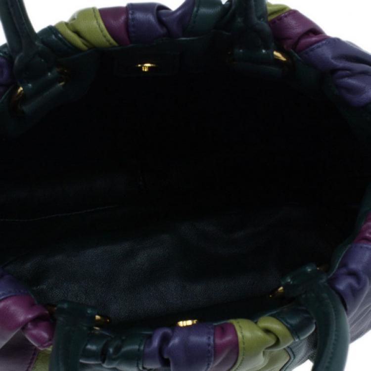 Pre Owned Prada Multicolored Nappa Stripes Tote