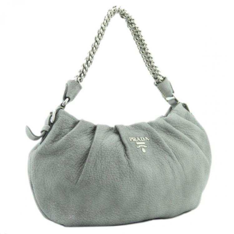 Pre Owned Prada Grey Cervo Hobo