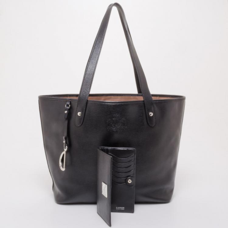Pre Owned Ralph Lauren Black Classic Tote and Wallet