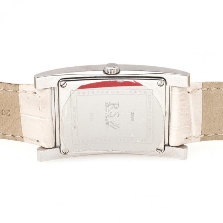 Pre Owned Rama Swiss Watch 9920 Mother of Pearl SS eather Womens Wristwatch 30 MM