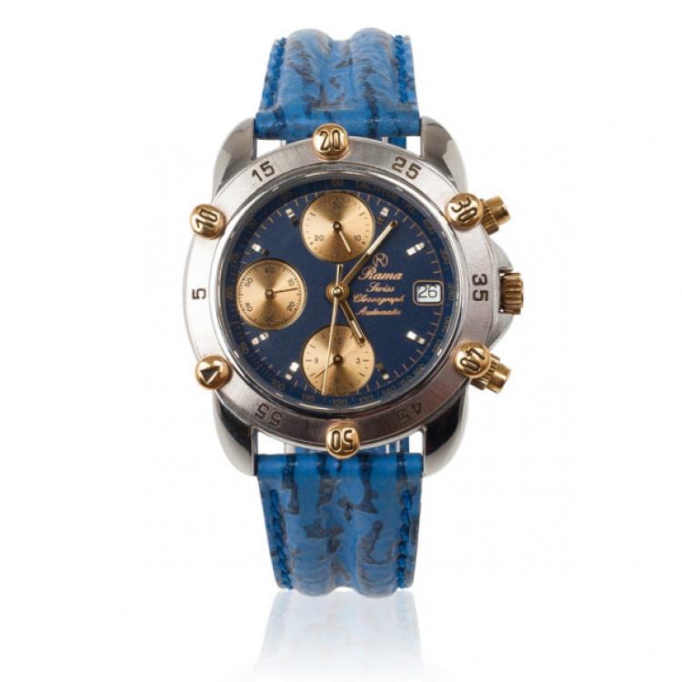 Pre Owned Rama Swiss Watch SS Leather Chronograph Mens Watch 36 MM