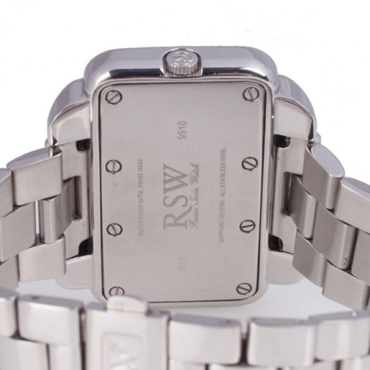 Pre Owned Rama Swiss Watch Mother of Pearl Diamond SS Mens Wristwatch 50 MM