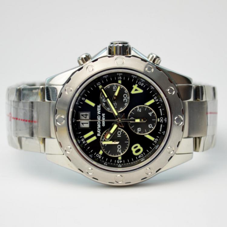 Pre Owned Raymond Weil Tango Black Chronograph Mens Watch