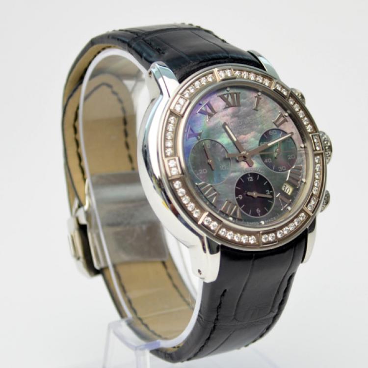 Pre Owned Raymond Weil Parsifal MOP Diamonds Mens Chronograph Wristwatch 