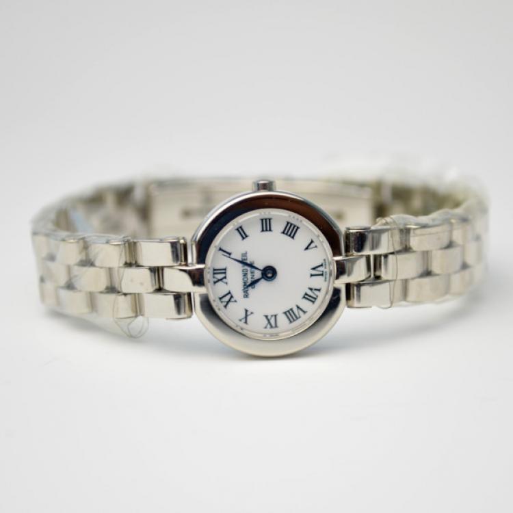 Pre Owned Raymond Weil SS White Ladies Wristwatch 
