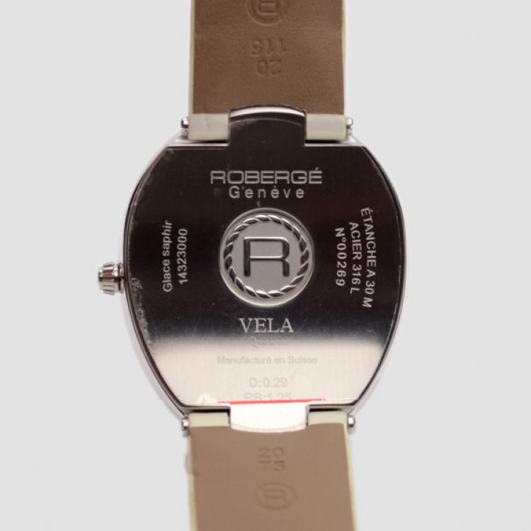 Pre Owned Robergé Vela SS Leather Womens Wristwatch 40MM