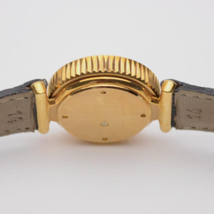 Pre Owned Robergé Casino 18 K Yellow Gold Black Womens Wristwatch 30 MM 