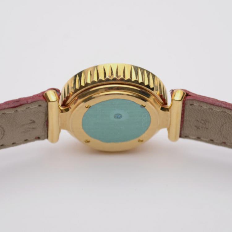 Pre Owned Robergé Red Casino 18 K Yellow Gold Red Women Wristwatch 30 MM 