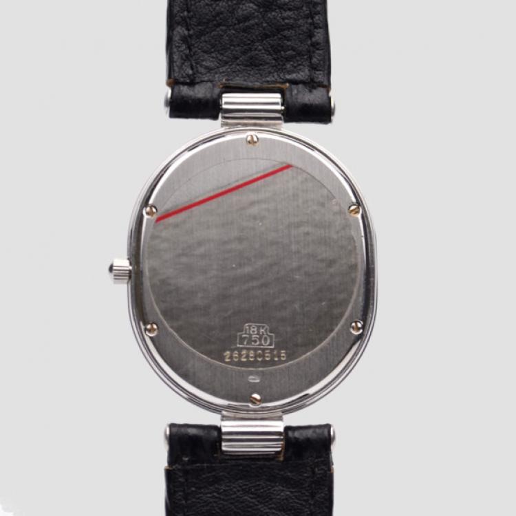 Pre Owned Robergé Andromede 18K White Gold/Leather Womens Wristwatch 33 MM