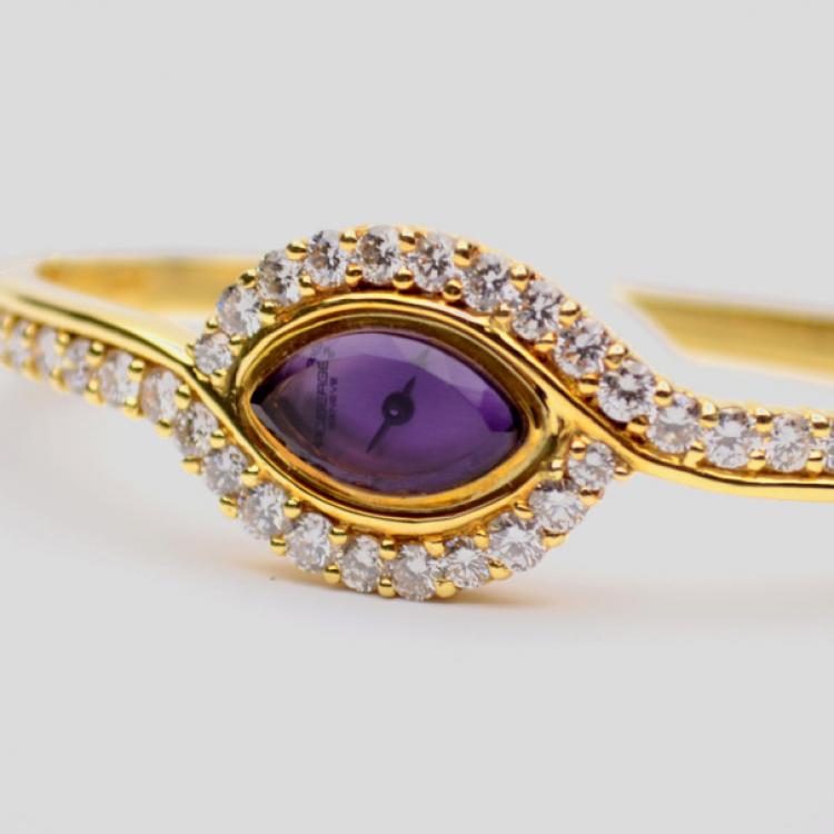 Pre Owned Robergé Barook 18K Yellow Gold Diamond Womens Wristwatch 17 MM