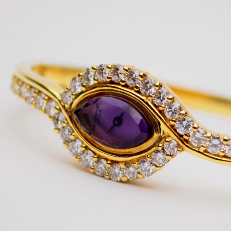 Pre Owned Robergé Barook 18K Yellow Gold Diamond Womens Wristwatch 17 MM