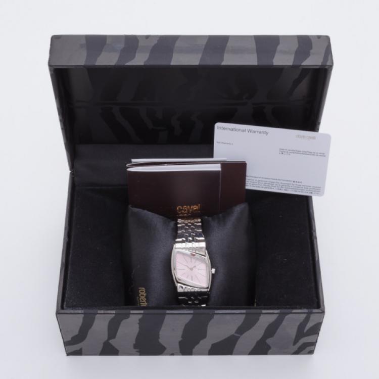 Pre Owned Roberto Cavalli Stainless Steel Case and Bracelet Pink Dial